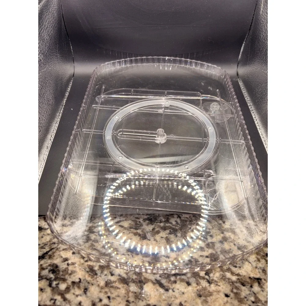 Rectangular Refrigerator Turntable Clear Rotating Lazy Susan Organizer 15.4in